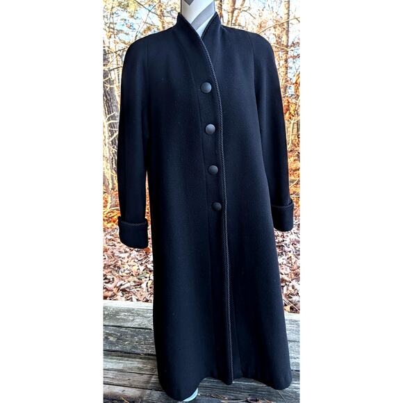 Vintage Jad Coat 14 Petite Black Wool Over Opera Dress Evening Formal Long USA - Picture 2 of 14